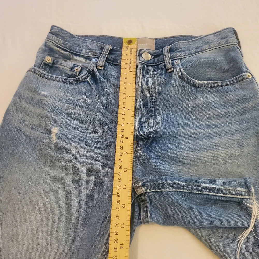 EVERLANE The Cheeky Long Short Distressed Fray Hem Denim Cut Offs Women's SZ‎ 25